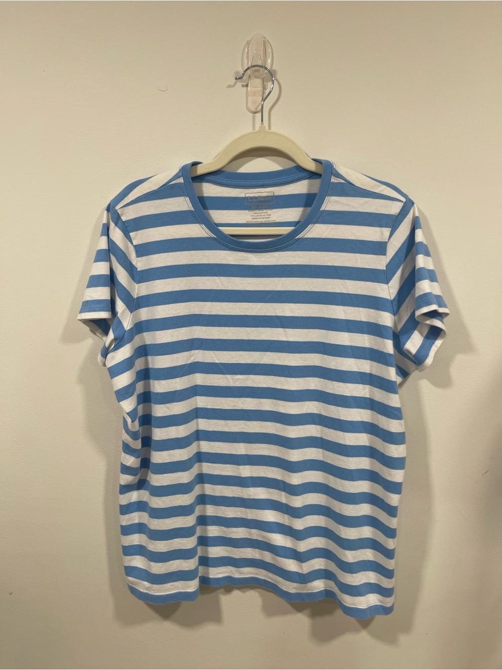 L.L. Bean Blue and White Striped Short Sleeve Tee